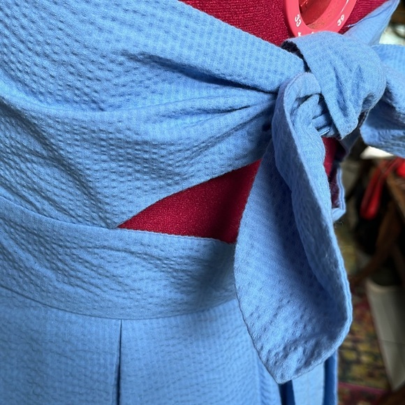 Lauren James  Corbin Dress Delta blue NWT strapless  tie back pleated skirt Sz S - Picture 11 of 13